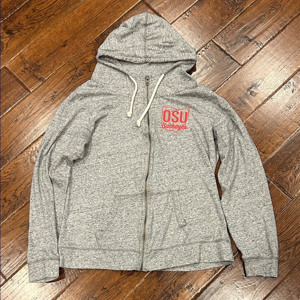Juniors OSU Ohio State University Buckeye’s Lightweight Zipper Gray Hoodie USED
